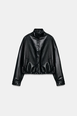 QUILTED LEATHER EFFECT BOMBER JACKET - Zara фото 8