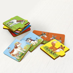 Пазл двойной Малыши и мамы (головоломка), 12 пазлов, 24 детали - Лесная мастерская фото 2