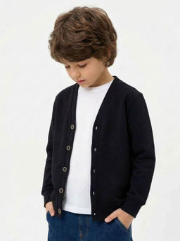 Кардиган на пуговицах 22-1757 черный - Mini maxi фото 2