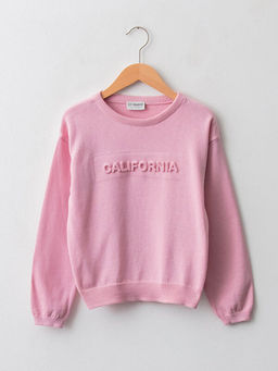 Bisiklet Yaka Desenli Uzun Kollu K?z ?ocuk Triko Kazak