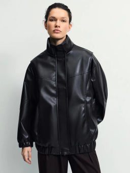 Куртка оверсайз из искусственной кожи / Zarina фото 4