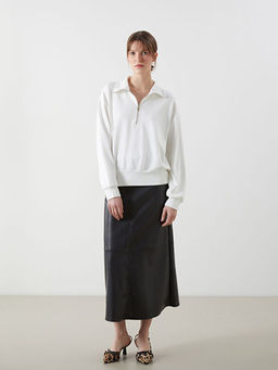 Dik Yaka Oversize Kad?n Sweatshirt