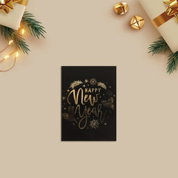 Цена за 20 шт. Открытка-мини новогодняя Happy New Year, 8?6 см