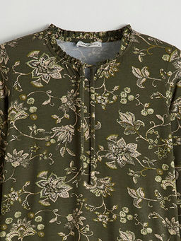 Ba?lamal? Yaka Desenli Bluz