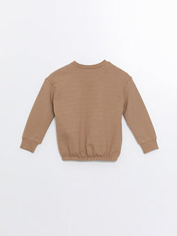 Bisiklet Yaka Bask?l? Uzun Kollu K?z ?ocuk Sweatshirt