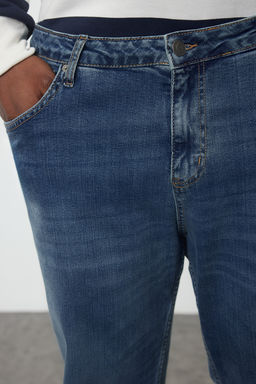 Erkek Indigo Regular Fit Buyuk Beden Denim Kot Jeans TMNAW25CJ00000