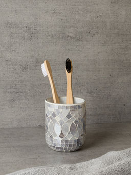 Стакан для зубных щёток 250мл мрамор-серый стекло