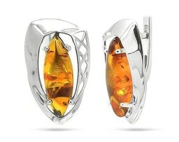 Серьги из серебра янтарь, СП58