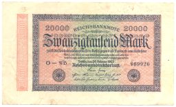 Банкнота 20000 марок 1923 года Германия
