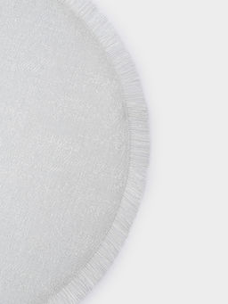 Салфетка под приборы, 38 см, ПВХ/полиэстер, круглая, серебристая, Бахрома