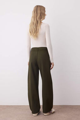 Haki Barrel Kal?p %100 Pamuk Gabardin Pantolon TWOAW26PL00084