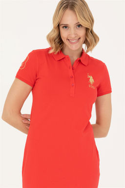 Женское красное трикотажное платье - U.s. polo assn фото 4