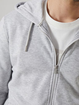 Kap??onlu Uzun Kollu Erkek Fermuarl? Sweatshirt