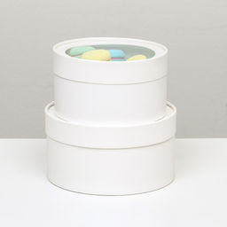 Набор 2 в 1 круглых коробок Белая с окном, 21 х 11 - 18 х 10 см - UPAK LAND фото 3