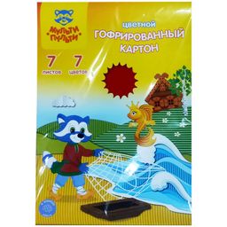 Цветной картон Мульти-Пульти гофрированный А4 7л. 7цв. "Енот в волшебном мире" (КГ7А4_38719)
