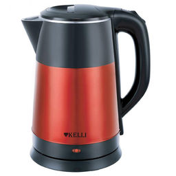 Чайник электрический "Kelli" 1,8л, металлический корпус, двойные стенки, автоматическое отключение, поворачивающийся корпус на 360, закрытый нагревательный элемент, защита от перегрева, световой индикатор включения, мощность: 220-240В, 50Гц, 2200Вт,