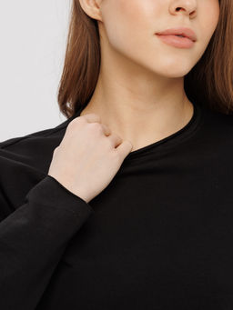 Женский лонгслив из футера 2-х нитки Lingeamo черный ВК-25 (35)  фото 5