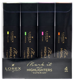 Набор текст.марк. LOREX Mark it SUPERIOR 1-5 мм ассорти неон скошенный soft touch 4 шт
