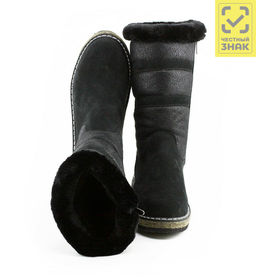 Сапоги натуральная замша, натуральная овчина, черные, войлочная подошва, - Мирунт фото 19