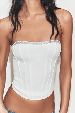 TOP CORSETERO STRETCH BRILLOS / Blanco roto - Zara фото 2