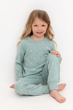 К 1552/голубой прибой,мини розочки, пижама