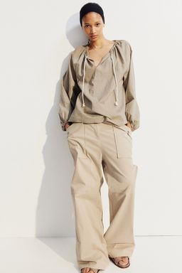 Blusa popover en mezcla de lino - H&m фото 4