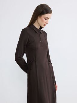 G?mlek Yaka Belden Oturtmal? Elbise