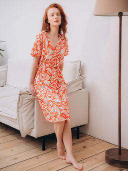 Туника пляжная Indefini из вискозы оранжевая  фото 10