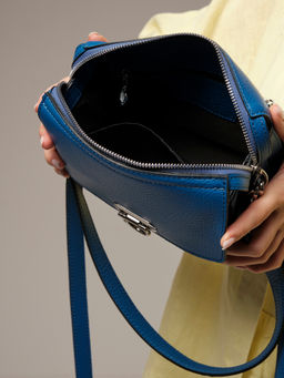 Сумка кожаная через плечо Azaro 3684 синяя гуашь