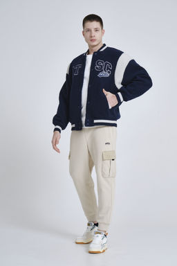 Бомбер с флисом Синий