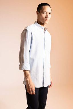 Рубашка приталенного кроя из 100% хлопка с длинными рукавами