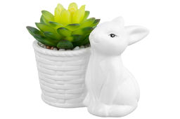 Кашпо-фигурка 11*7,5*10 см Зайчик с цветком