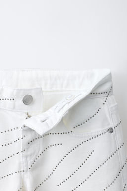 JEANS WIDE LEG STRASS Y ESTRELLAS / Blanco - Zara фото 6