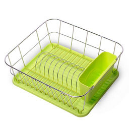 Сушилка для посуды 37*33*13,5см. из хромированной стали с поддоном (0763A) /KAMILLE/