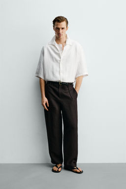 CAMISA BOXY FIT JACQUARD RAYAS / Blanco