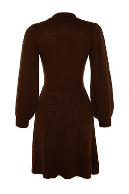 Kahverengi Mini Triko Dantelli Elbise TWOAW22EL0011