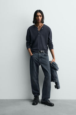 LIMITED EDITION WAFFLE-KNIT HENLEY T-SHIRT