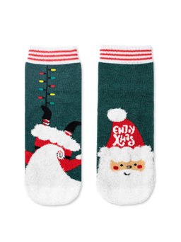 Цена за 2 пары CONTE-KIDS Новогодние носки с пушистой нитью Enjoy Xmas т.бирюзовый