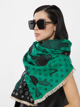 в составе ШЕРСТЬ и КАШЕМИР  Большой, мягкий, теплый двусторонний палантин с принтом. - Tantino фото 6