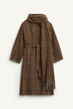 LIMITED EDITION CHECK COAT WITH SCARF - Zara фото 5