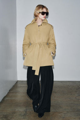 ZW COLLECTION PADDED TRENCH COAT WITH BELT