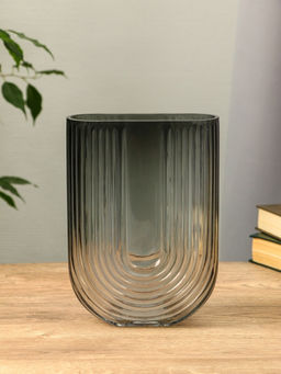 Ваза «Айрис», 23.5×17×7 см, стекло, серая