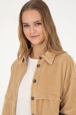 Женская трикотажная рубашка песочного цвета - U.s. polo assn фото 15