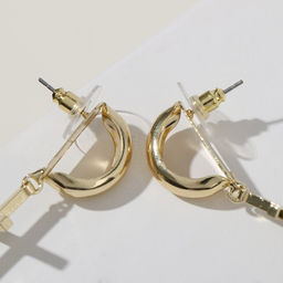 Серьги металл Кресты объёмная линия, цвет золото - Queen fair фото 2