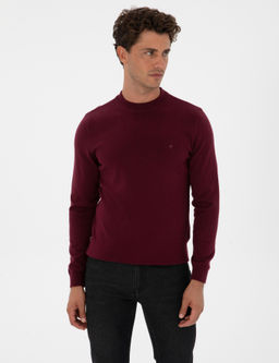 Mor Slim Fit _eyrek Yaka Basic Triko Kazak