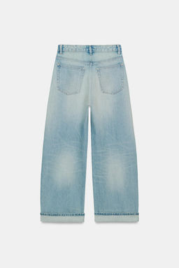 JEANS TRF BAGGY FOLDED ROTOS / Azul claro - Zara фото 9