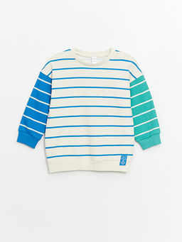 Bisiklet Yaka Uzun Kollu ?izgili Erkek Bebek Sweatshirt