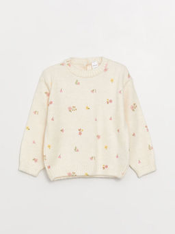 Bisiklet Yaka Uzun Kollu Desenli K?z Bebek Triko Kazak