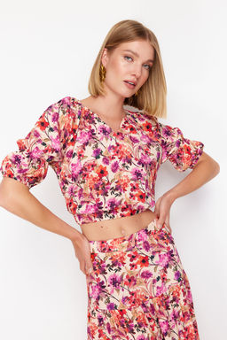 Cok Renkli Bask?l? Viskon Dokuma Bluz TWOSS24BZ00474 - Trendyolmilla фото 3