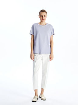 Bisiklet Yaka Boncuk ??lemeli Kad?n Ti??rt